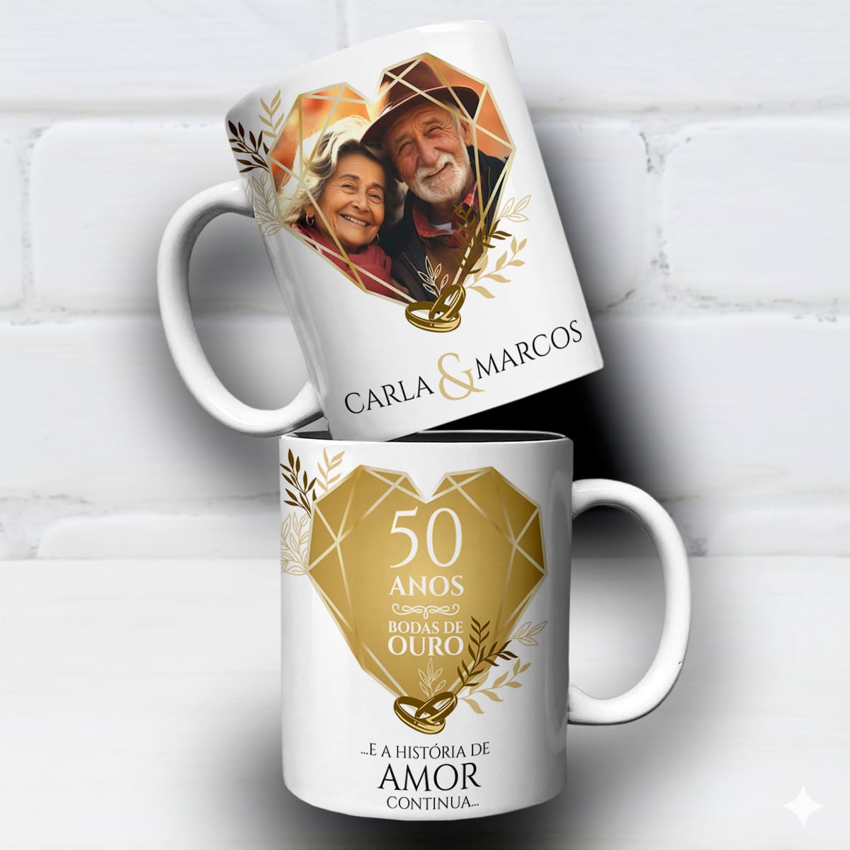 Arte Para Caneca Bodas de Ouro 50 anos de Casados Com Foto - Arquivo Digital Sublimação - Imagem 4