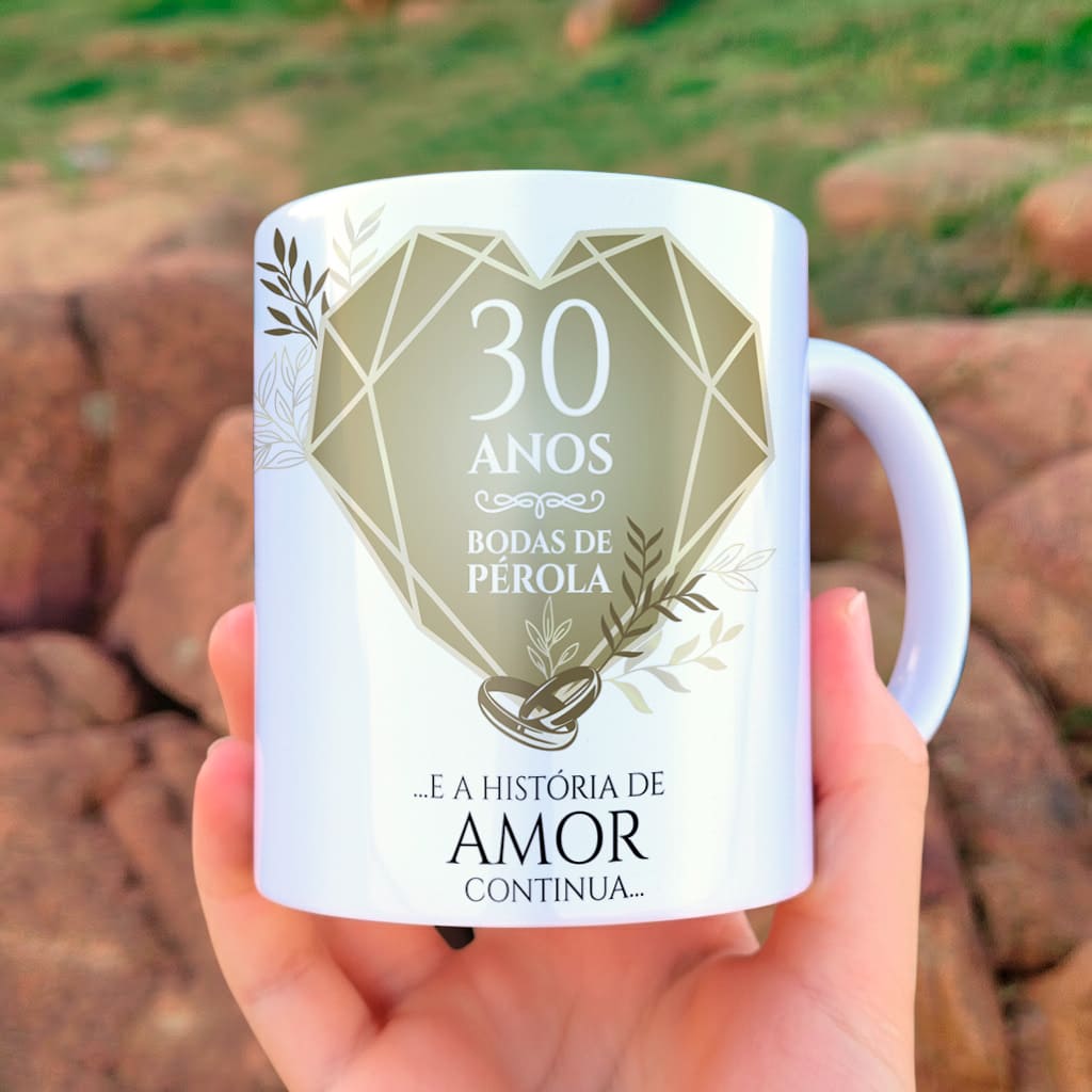 Arte Para Caneca Bodas de Pérola 30 Anos de Casados Com Foto - Arquivo Digital Sublimação - Imagem 2