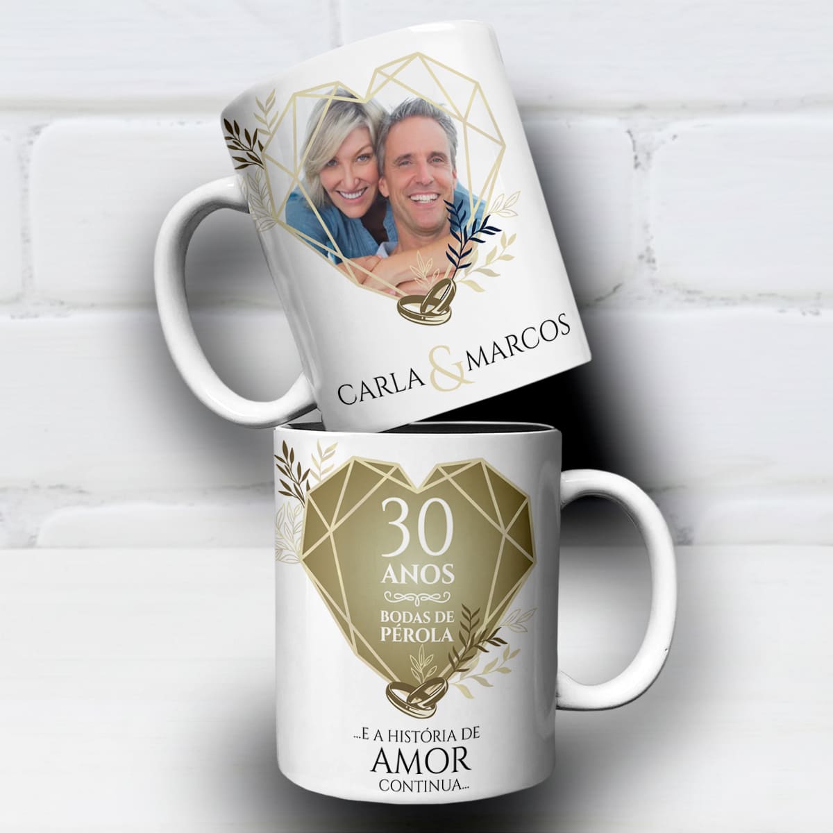 Arte Para Caneca Bodas de Pérola 30 Anos de Casados Com Foto - Arquivo Digital Sublimação - Imagem 4