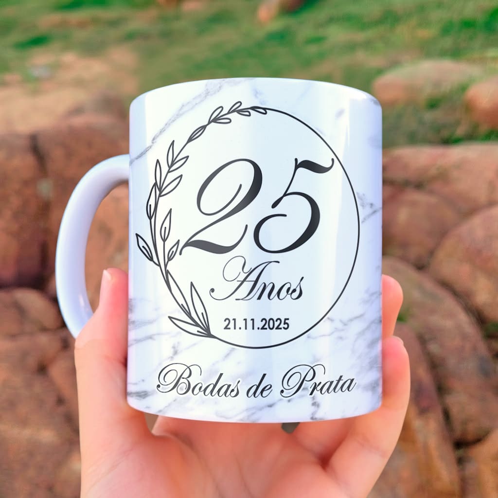 Arte Para Caneca Bodas de Prata 25 Anos de Casados - Arquivo Digital Sublimação - Imagem 2