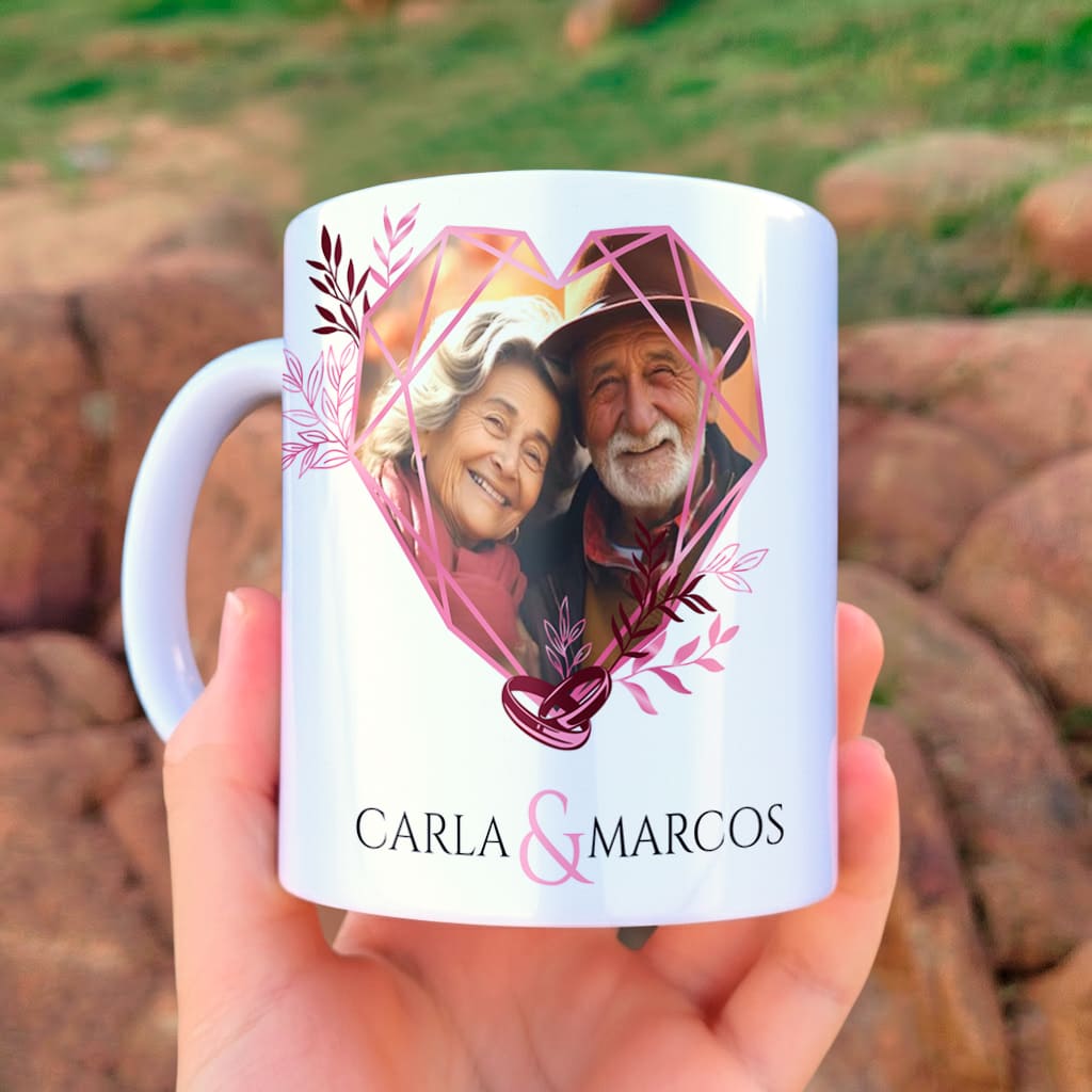 Arte Para Caneca Bodas de vinho 70 Anos de Casados Com Foto - Arquivo Digital Sublimação - Imagem 4