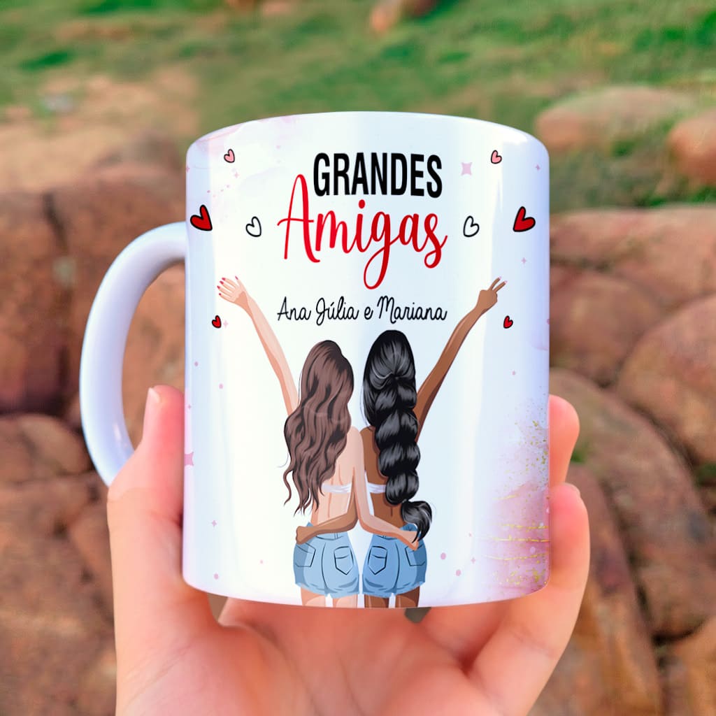 Arte Para Caneca Grandes Amigas Amizade Com Nome - Arquivo Digital Sublimação - Imagem 2