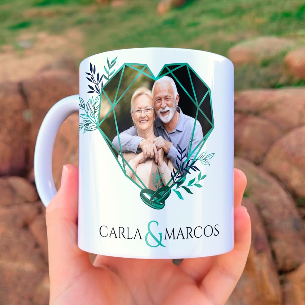 Arte Para Caneca Bodas de Esmeralda 40 Anos de Casados Com Foto - Arquivo Digital Sublimação - Imagem 3