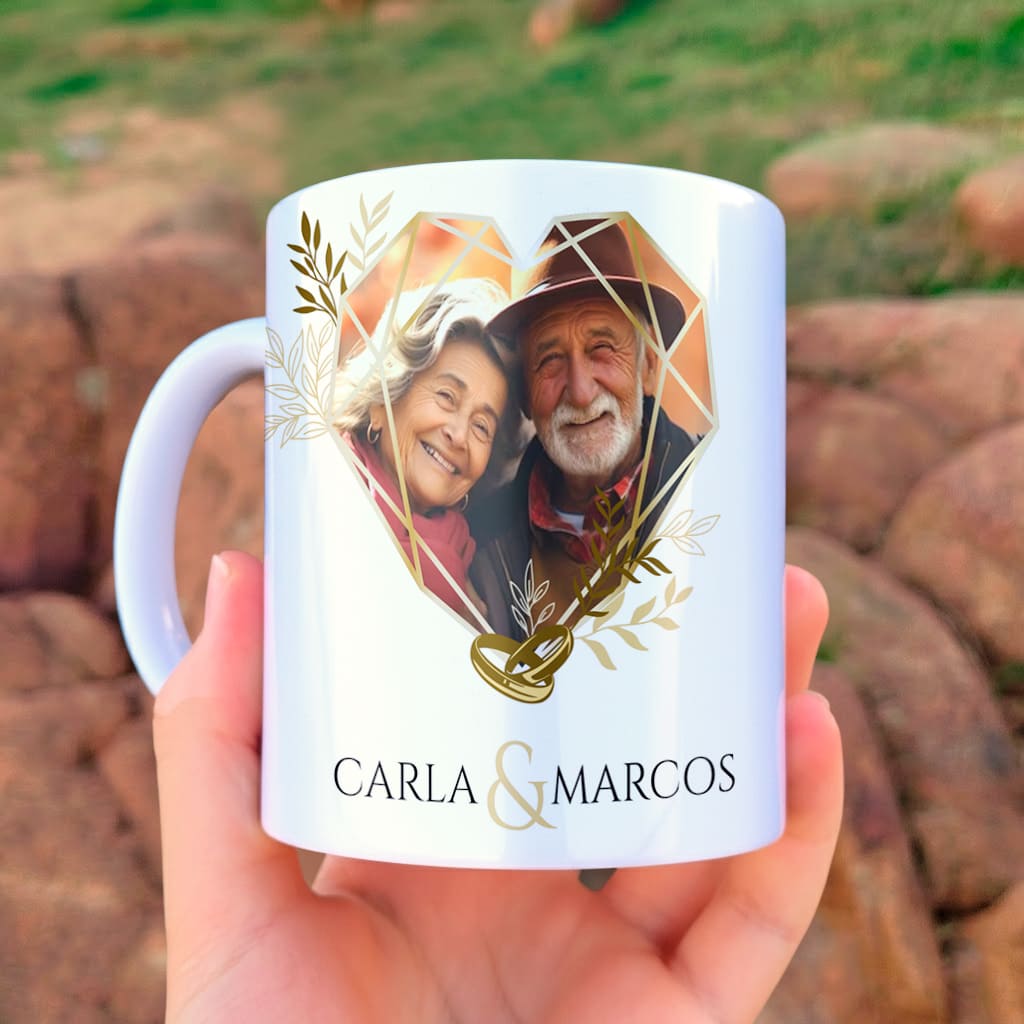 Arte Para Caneca Bodas de Ouro 50 anos de Casados Com Foto - Arquivo Digital Sublimação - Imagem 3