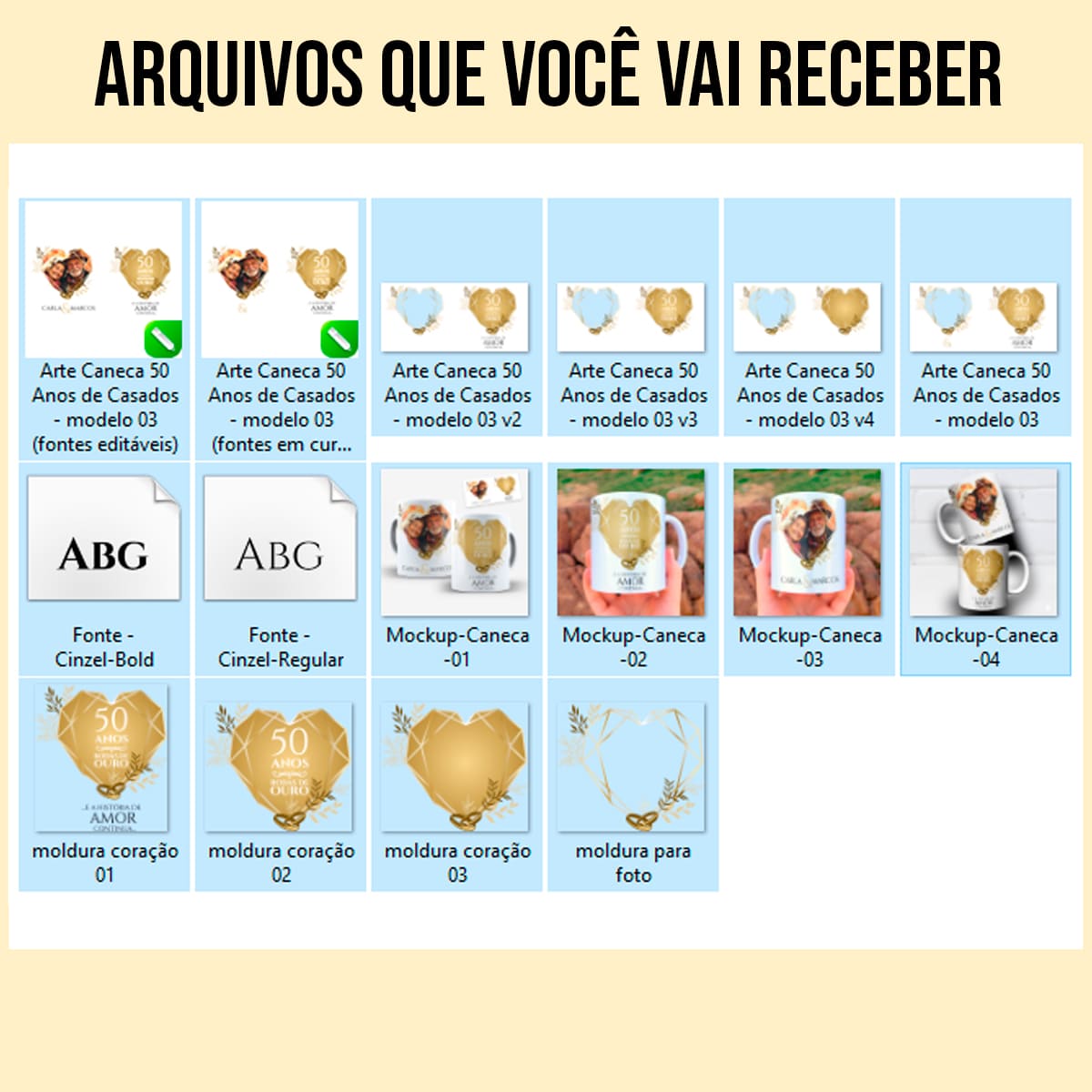Arte Para Caneca Bodas de Ouro 50 anos de Casados Com Foto - Arquivo Digital Sublimação - Imagem 5