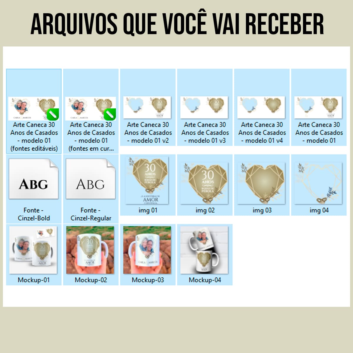 Arte Para Caneca Bodas de Pérola 30 Anos de Casados Com Foto - Arquivo Digital Sublimação - Imagem 5