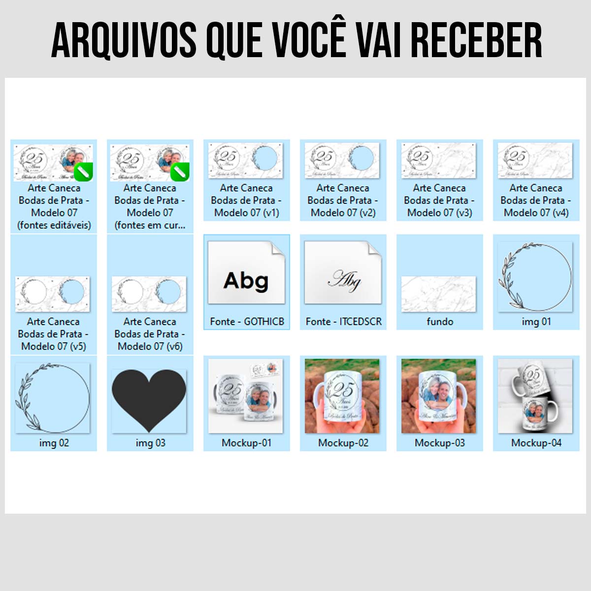 Arte Para Caneca Bodas de Prata 25 Anos de Casados - Arquivo Digital Sublimação - Imagem 5