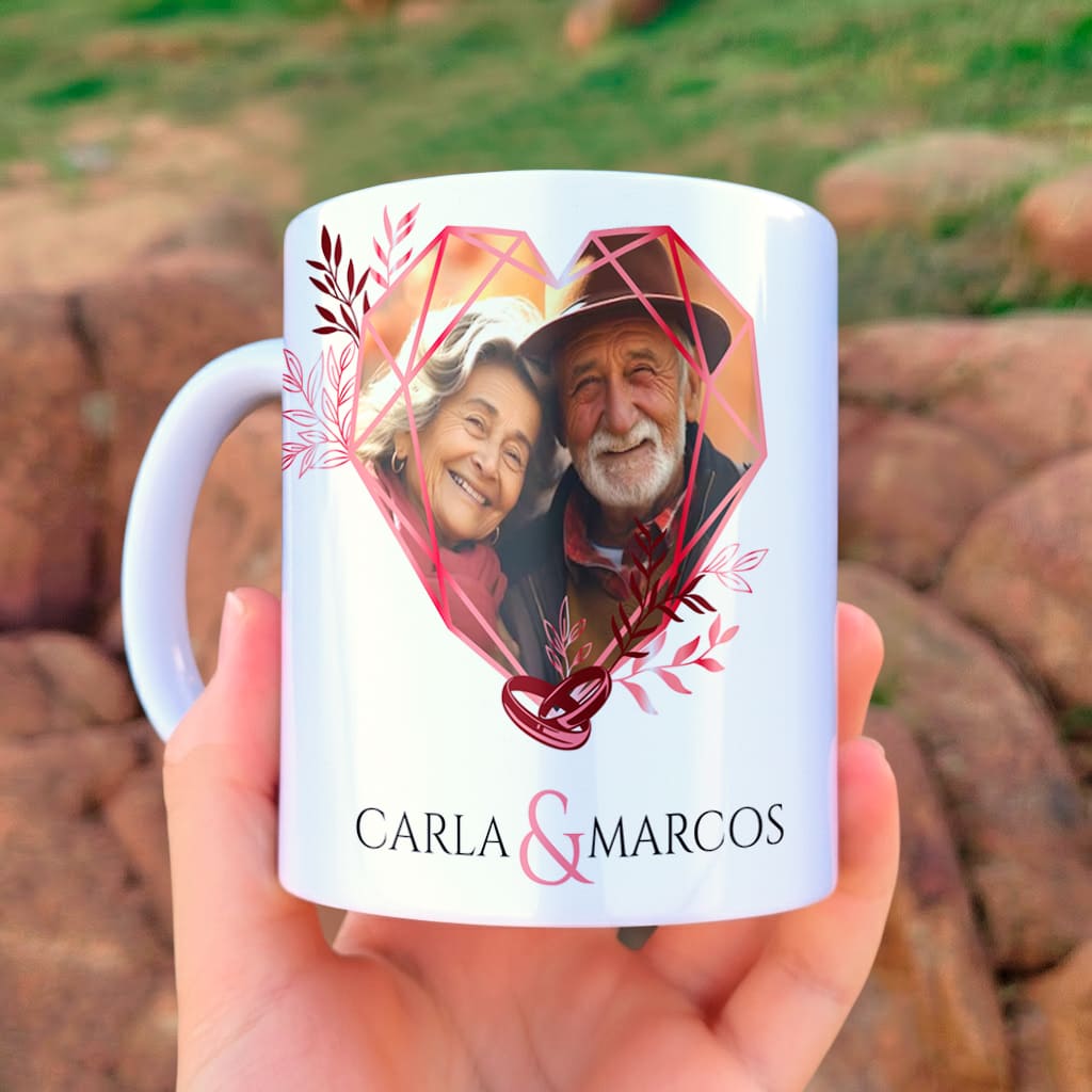 Arte Para Caneca Bodas de Rubi 45 Anos de Casados Com Foto - Arquivo Digital Sublimação - Imagem 3