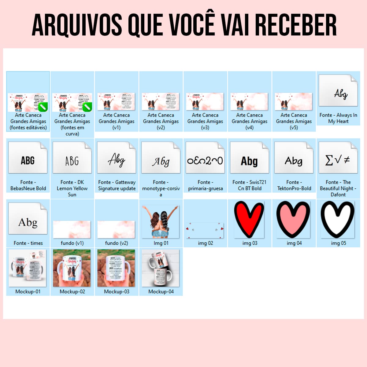 Arte Para Caneca Grandes Amigas Amizade Com Nome - Arquivo Digital Sublimação - Imagem 5