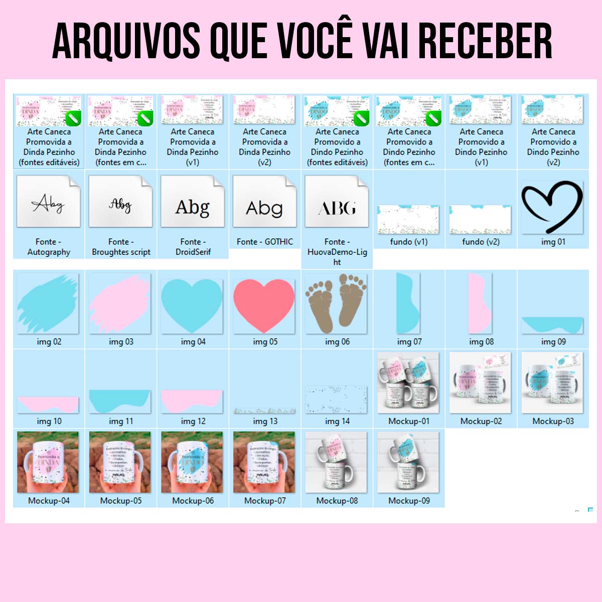Arte Para Caneca Promovida a Dinda e Dindo Pezinho (2 Versões) - Arquivo Digital Sublimação - Imagem 5