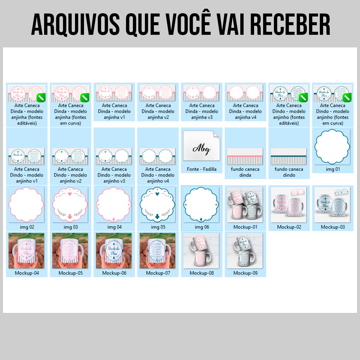 Arte Para Caneca Dindo e Dinda Padrinhos de Batismo Anjinhos - Arquivo Digital Sublimação - Imagem 10