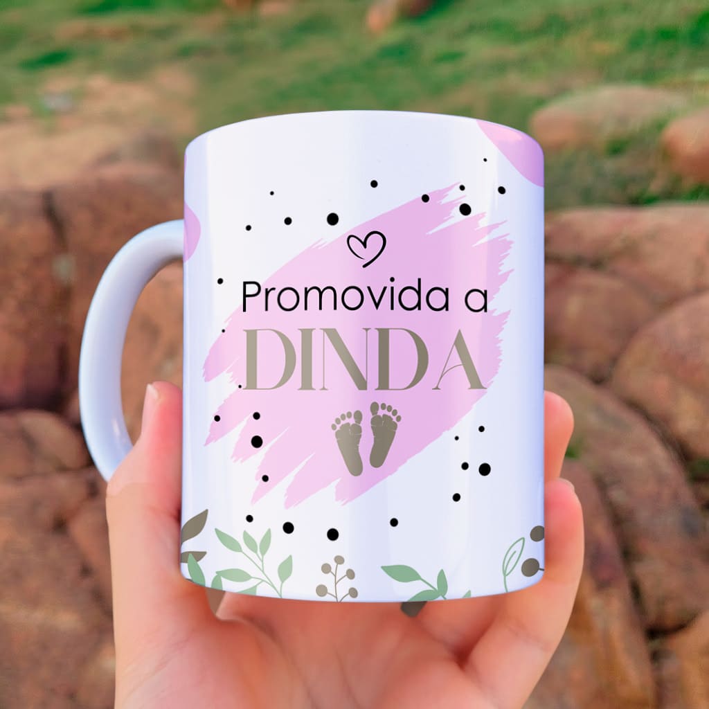 Arte Para Caneca Promovida a Dinda e Dindo Pezinho (2 Versões) - Arquivo Digital Sublimação - Imagem 4