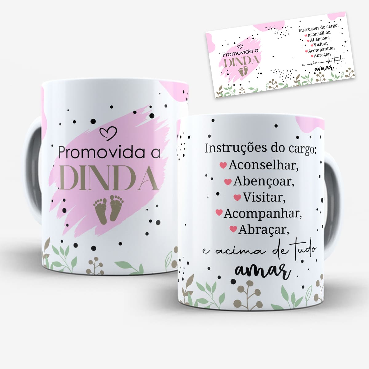Arte Para Caneca Promovida a Dinda e Dindo Pezinho (2 Versões) - Arquivo Digital Sublimação - Imagem 2