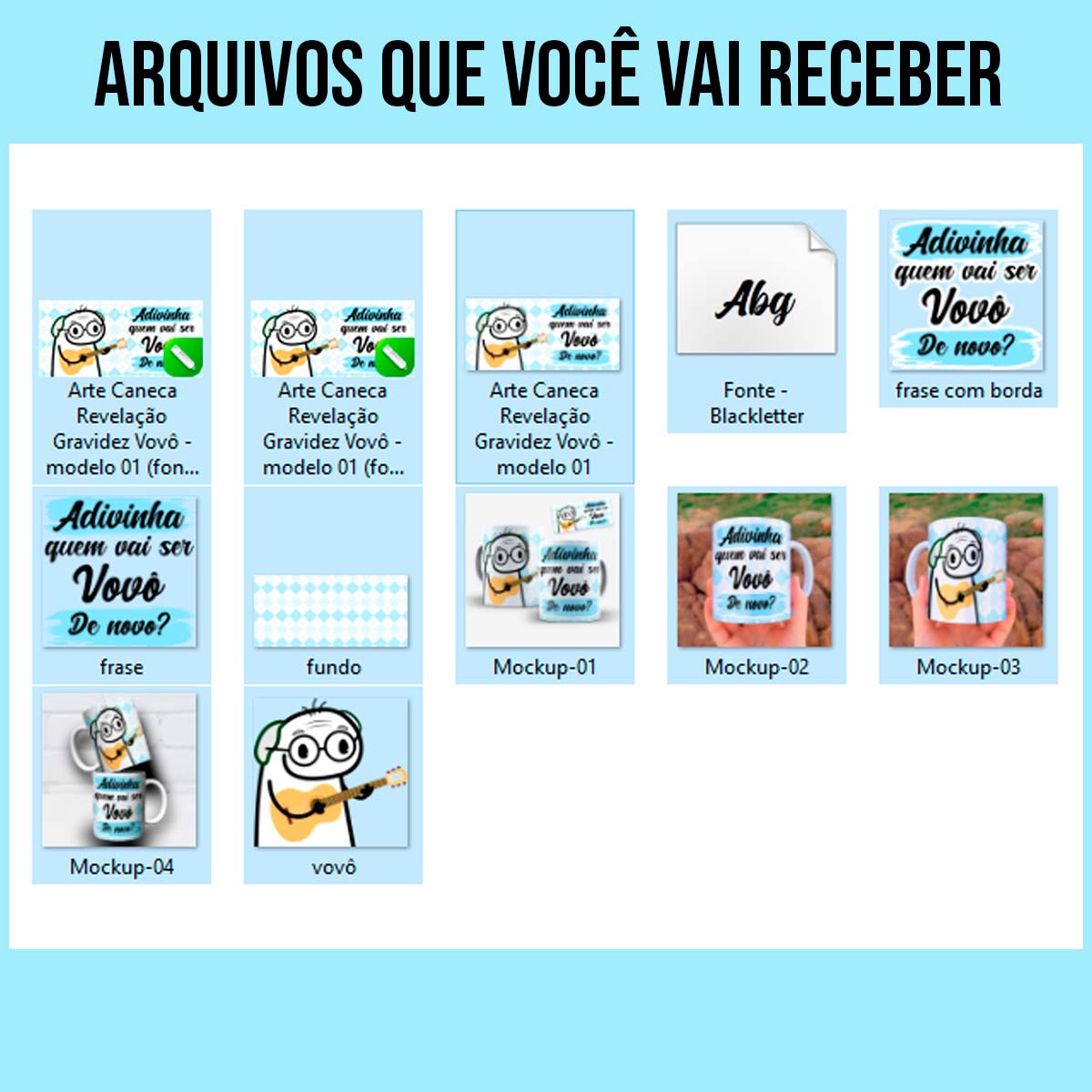 Arte Para Caneca Adivinha Quem Vai Ser Vovô de Novo - Arquivo Digital Sublimação - Imagem 5