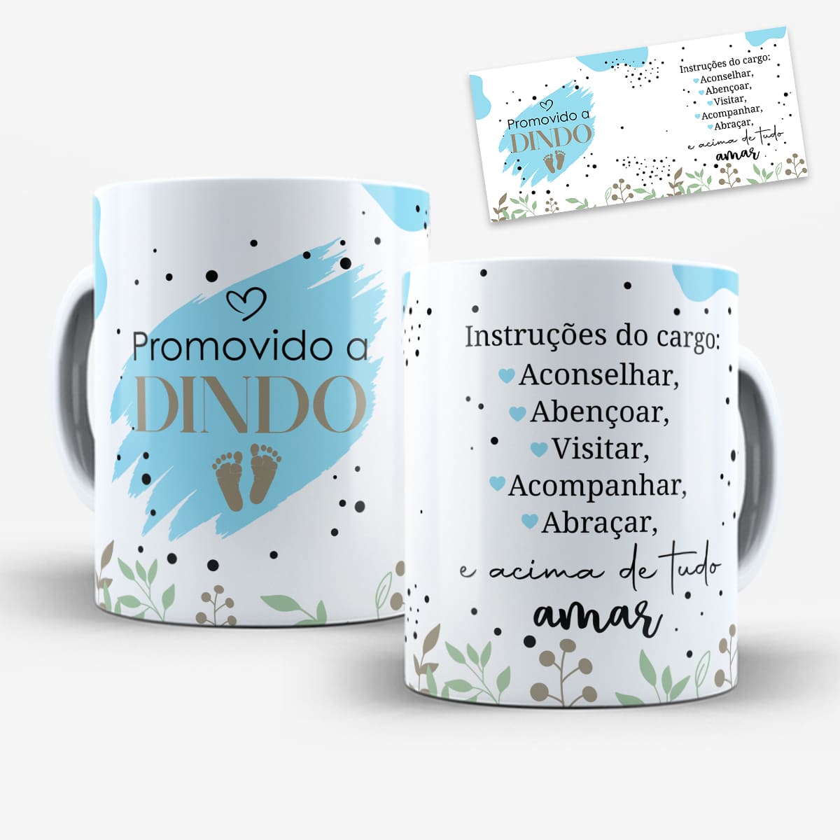 Arte Para Caneca Promovida a Dinda e Dindo Pezinho (2 Versões) - Arquivo Digital Sublimação - Imagem 3