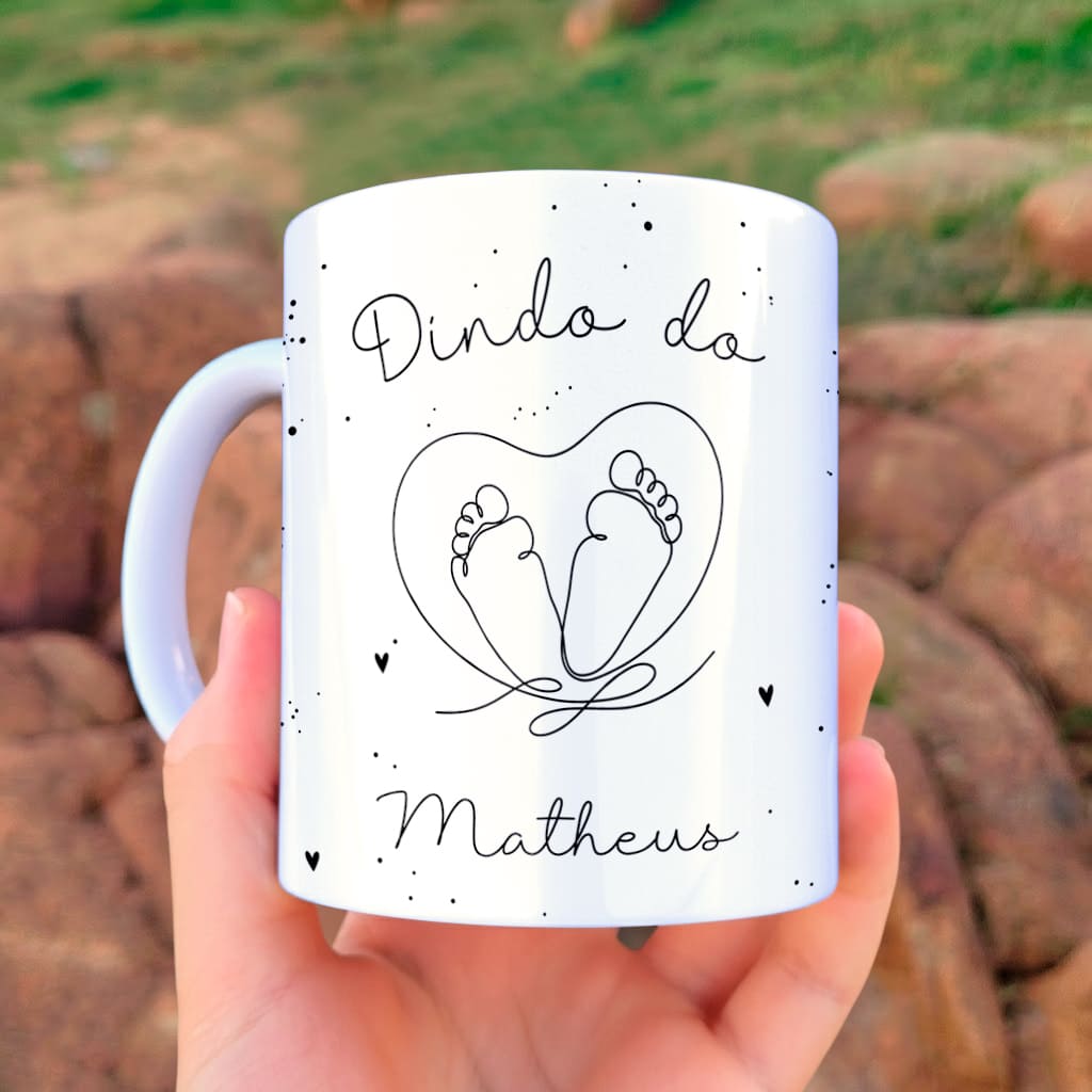 Arte Para Caneca Dindo e Dinda Pezinho Coração Atributos (2 Versões) - Arquivo Digital Sublimação - Imagem 3