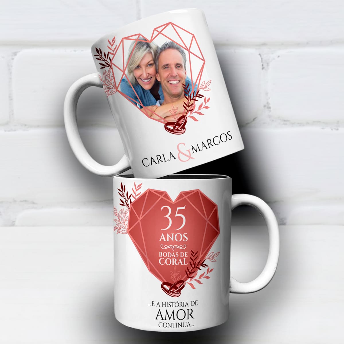 Arte Para Caneca Bodas de Coral 35 Anos de Casados - Arquivo Digital Sublimação - Imagem 4