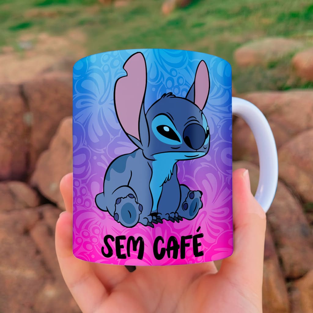 Arte Para Caneca Stitch Com Café Sem Café - Arquivo Digital Sublimação - Imagem 2