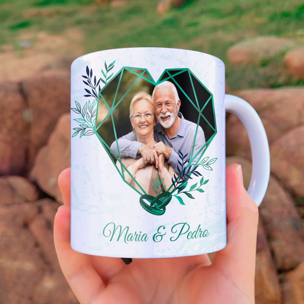 Arte Para Caneca Bodas de Esmeralda 40 Anos de Casados Com Foto e Nomes – Arquivo Digital Sublimação - Imagem 3