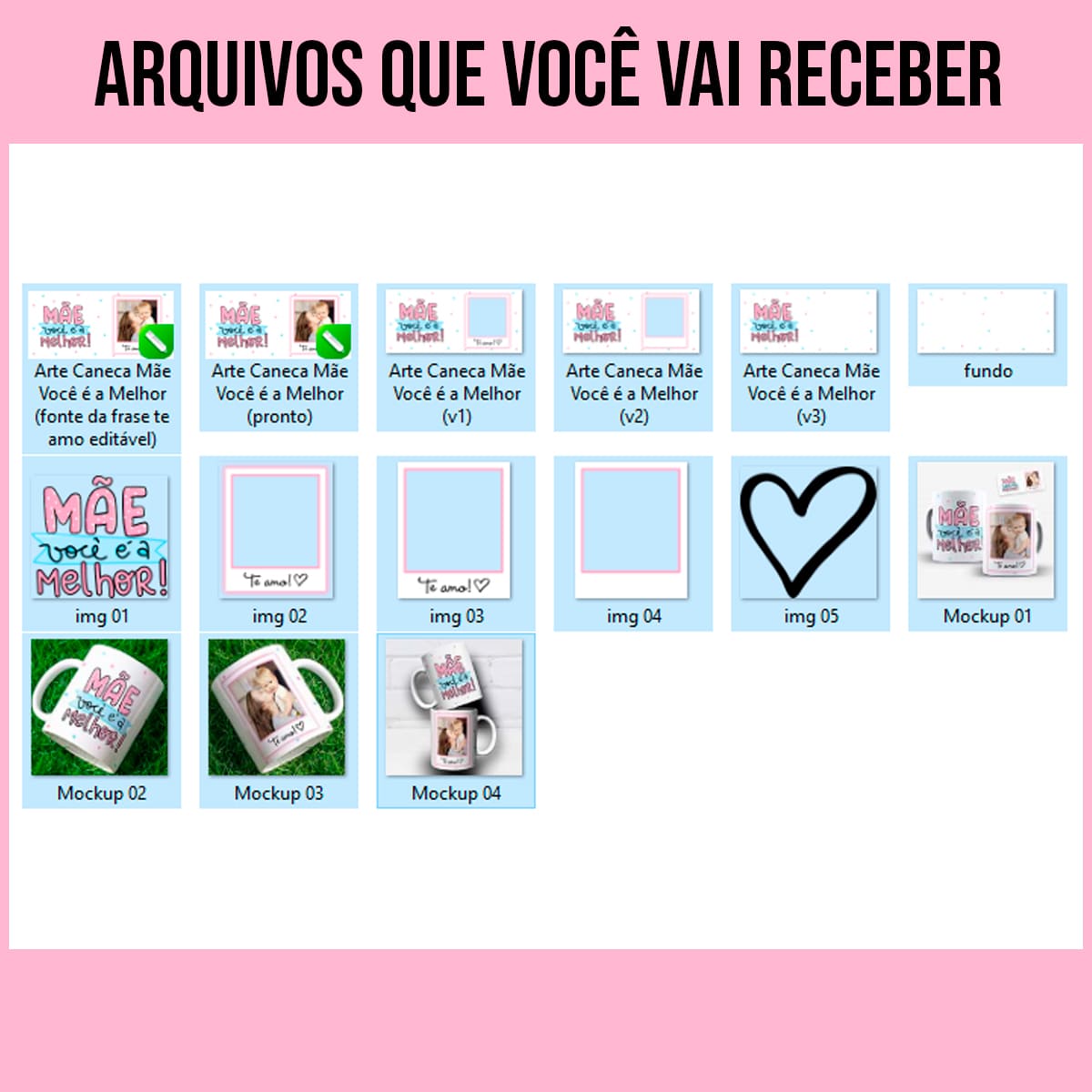 arquivos da arte para caneca mãe você é a melhor dia das mães com moldura para foto frase em rosa e azul fundo claro com estrelinhas