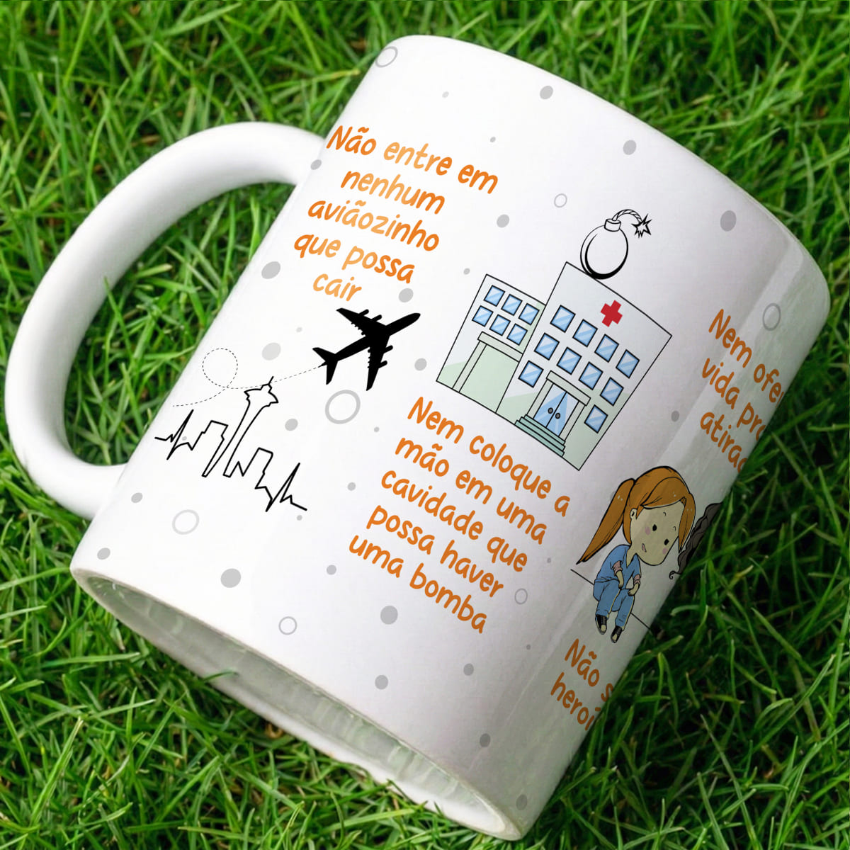 Arte digital para caneca Grey's Anatomy com aviãozinho e tema de amizade entre amigas