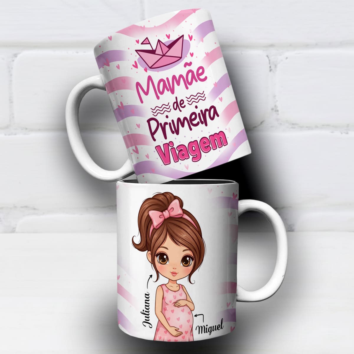Arte Para Caneca Mamãe de Primeira Viagem Com Nome - Arquivo Digital Sublimação - Imagem 4