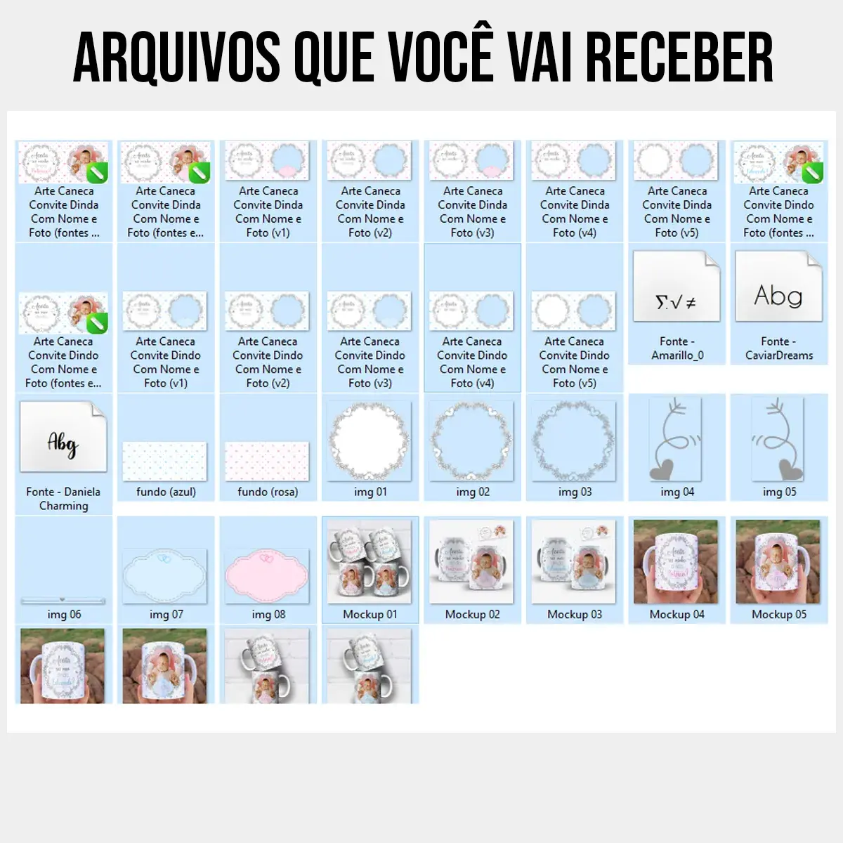 arquivos da arte para caneca convite dindo e dinda com nome e foto editáveis, moldura para foto com corações e espaços para personalizar com nomes dos padrinhos e da criança