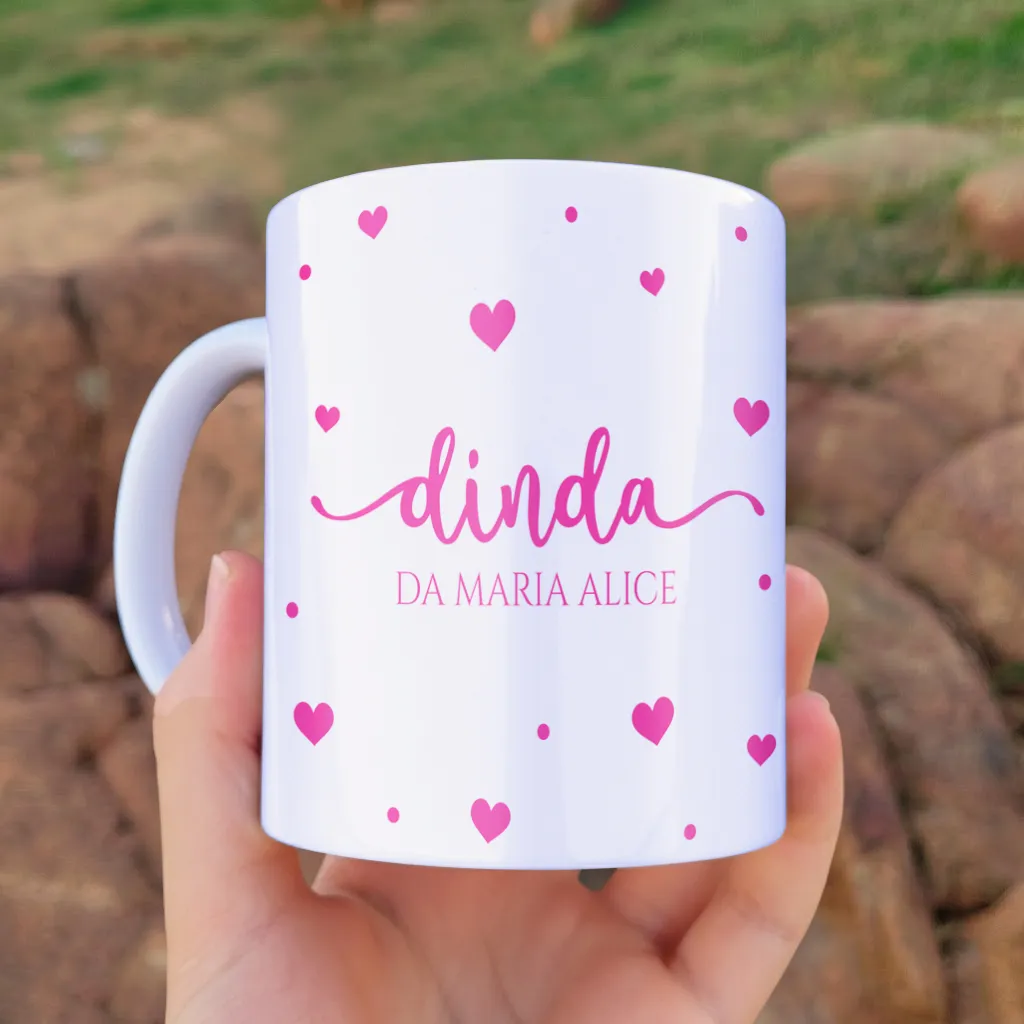 arte para caneca dinda atribuições com nome personalizável