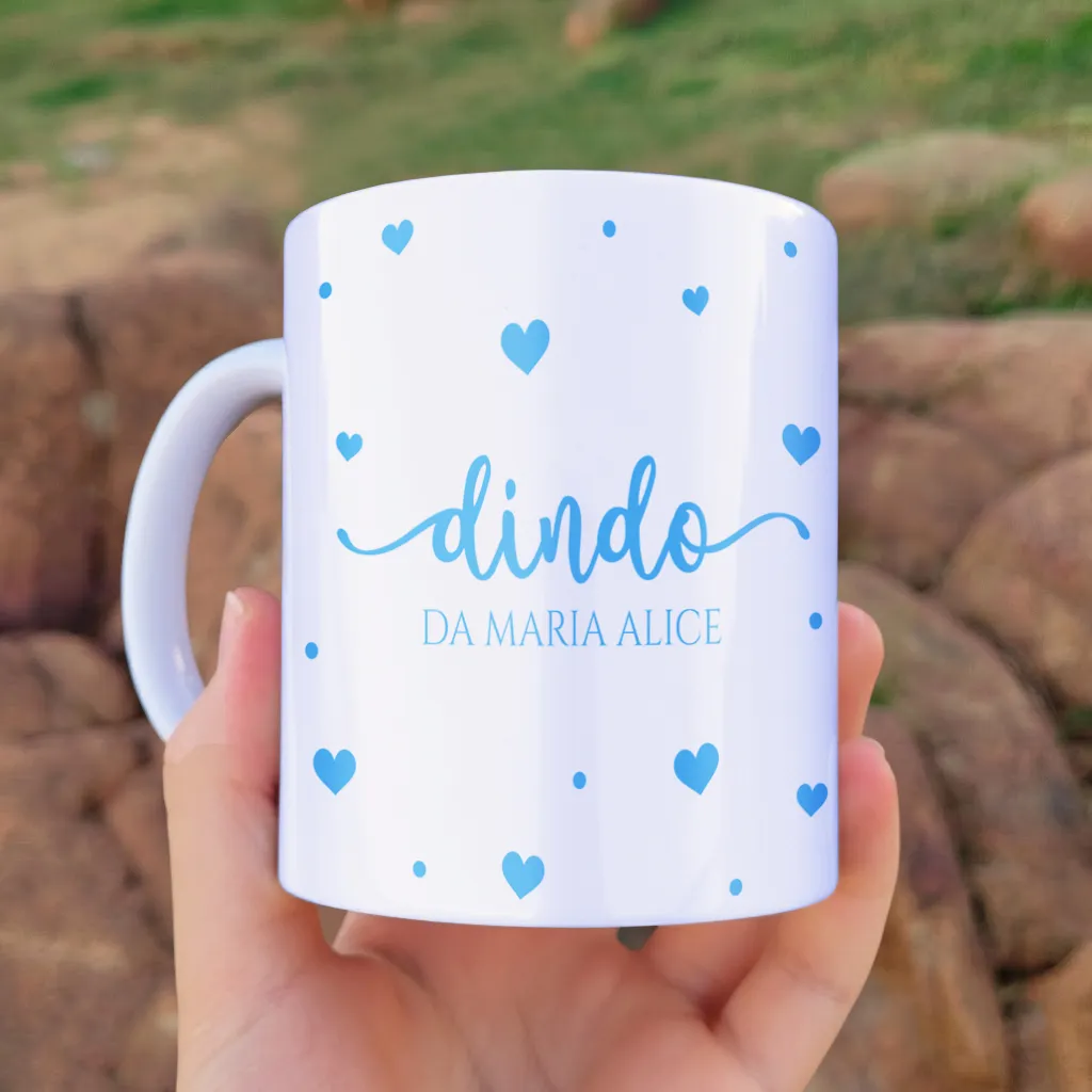arte para caneca dindo atribuições com nome personalizável