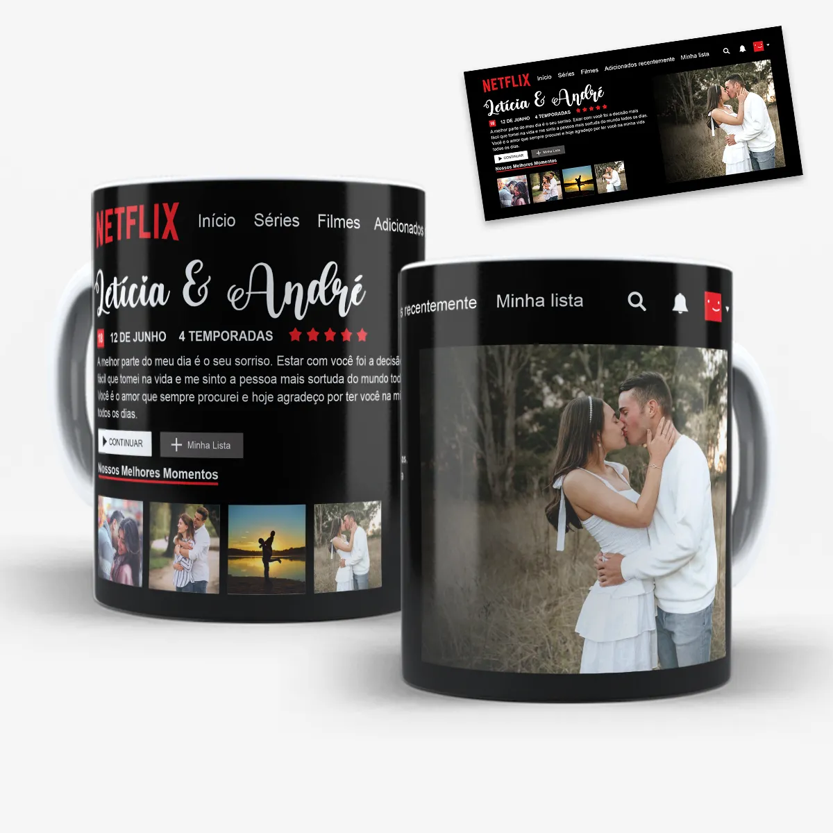 Arte Para Caneca e Azulejo Namorados Netflix (2 Versões) - Arquivo Digital Sublimação - Imagem 3