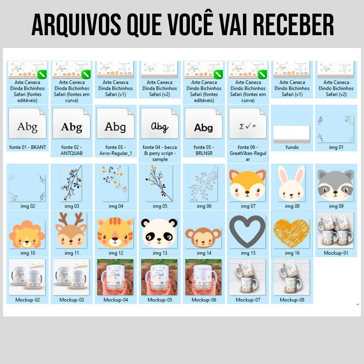 arquivos da arte para caneca dindo e dinda safari bichinhos com leão, panda e outros animais fofos, frases de instruções do cargo para padrinhos de batismo
