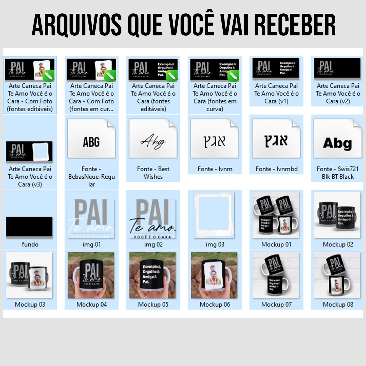 arquivos da arte para caneca dia dos pais pai te amo você é o cara, fundo preto, moldura para foto do papai personalizável