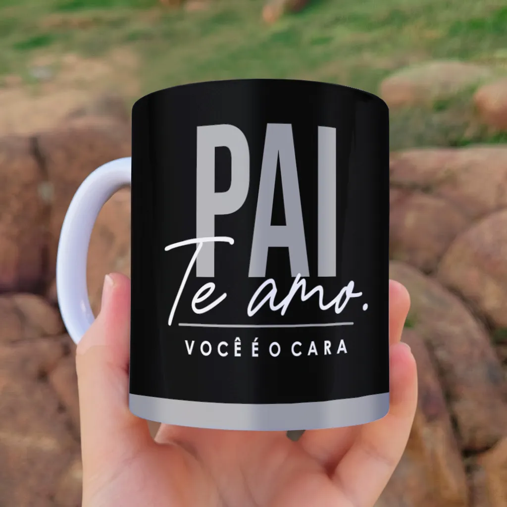 arte para caneca dia dos pais pai te amo você é o cara com fundo preto