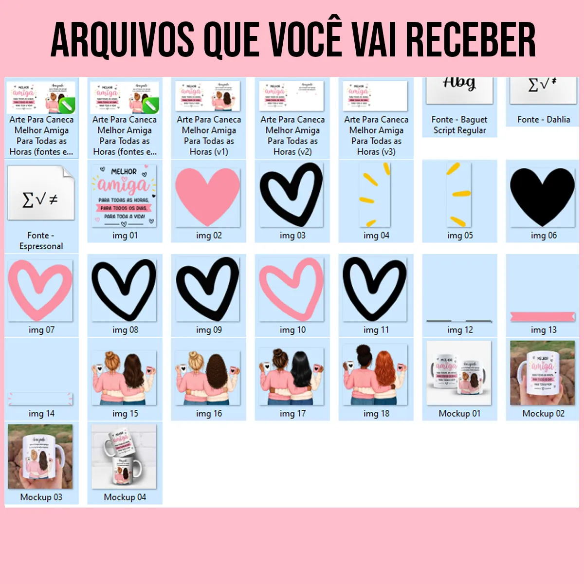 arquivos da arte para caneca melhor amiga para todas as horas: duas amigas abraçadas segurando canecas, com frase amizade que o tempo não apaga e o coração não esquece