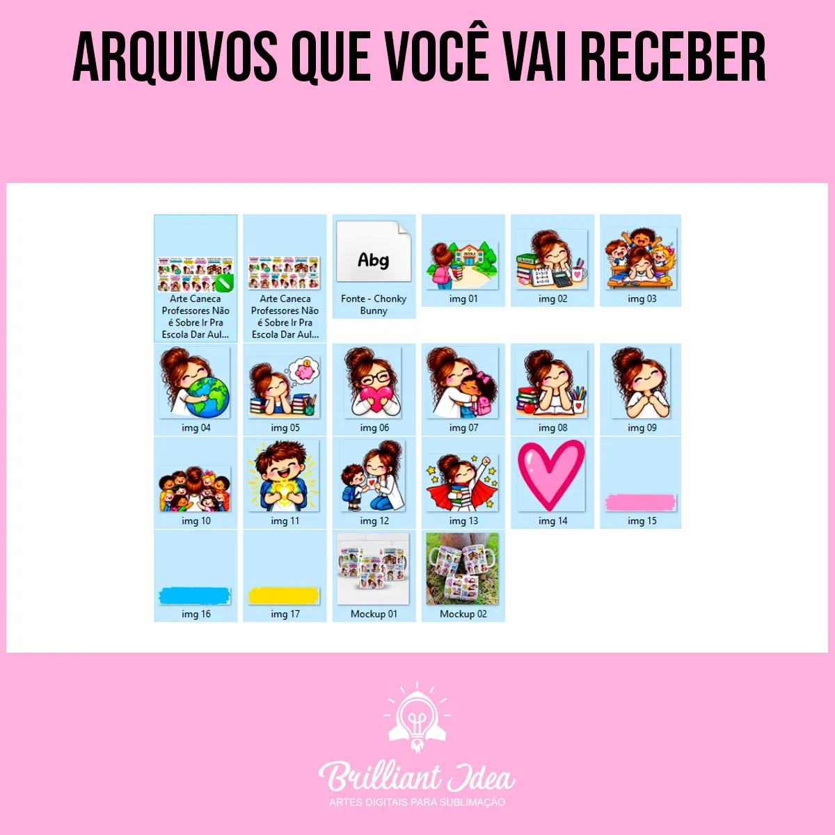 arquivos arte para caneca Dia dos Professores não é sobre ir pra escola dar aula, com professoras e alunos em cenas escolares, corações e frases de homenagem aos professores
