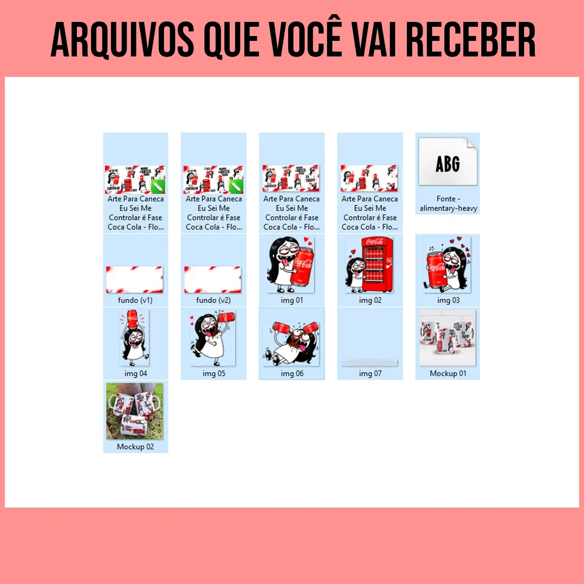 arquivos da arte para caneca eu sei me controlar é fase coca cola flork menina com personagens abraçando latas de refrigerante ao lado das frases eu sei me controlar, é fase e quando eu quiser parar eu paro