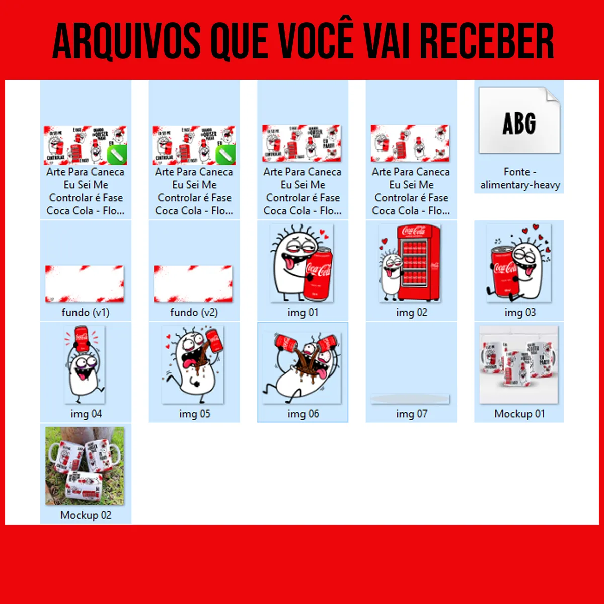 arquivos da arte para caneca eu sei me controlar é fase coca cola flork com personagens abraçando latas de refrigerante ao lado das frases eu sei me controlar, é fase e quando eu quiser parar eu paro