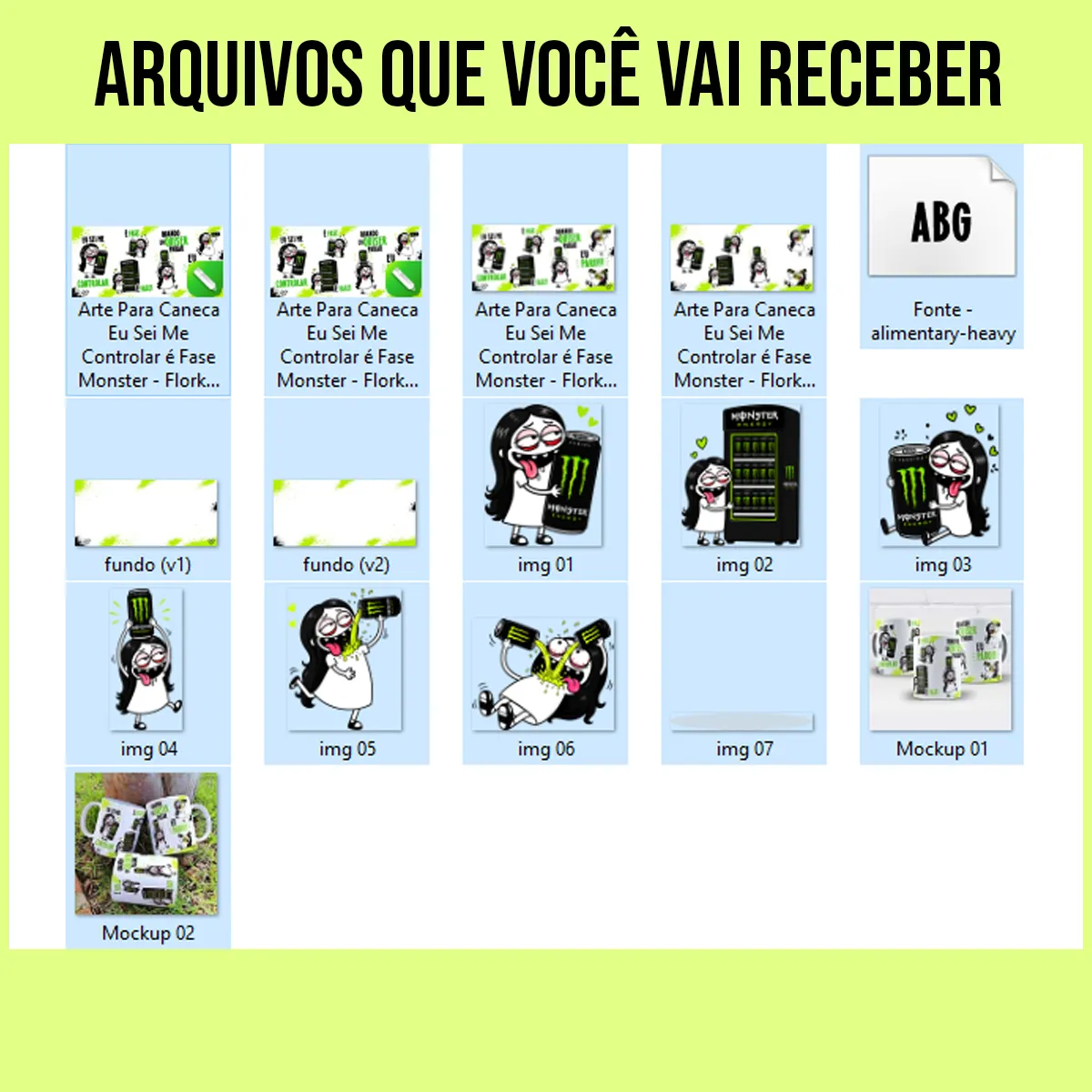 arquivos da arte para caneca eu sei me controlar é fase monster flork feminina com personagens abraçando latas de energético ao lado das frases eu sei me controlar, é fase e quando eu quiser parar eu paro