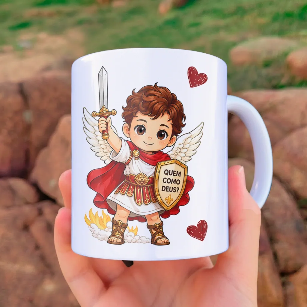 arte para caneca Frei Gilson 40 dias com São Miguel Arcanjo